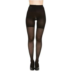 ASSETS by Spanx Shaping Tights Texture Wish Bone Black Sizes 2-5 Control Top NEW
